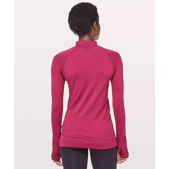 Lululemon Rest Less 1/2 Zip Pullover Diamond Top Womens Size 10 Star Ruby Pink - Picture 3 of 12